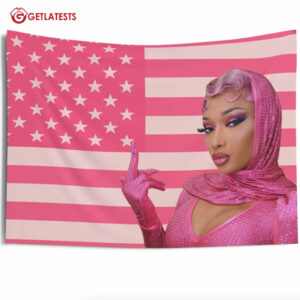 Megan Thee Stallion Pink American Flag Wall Tapestry (1)