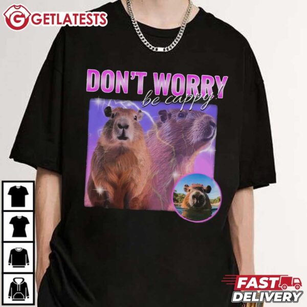 Dont Worry Be Capy Vintage Capybara T Shirt (2)