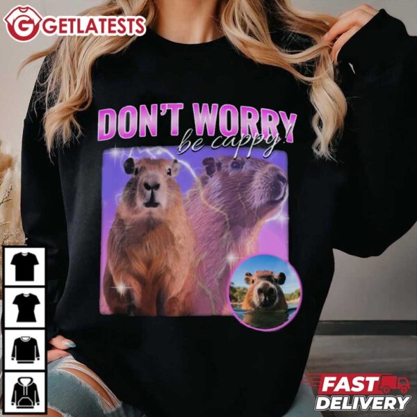 Dont Worry Be Capy Vintage Capybara T Shirt (4)