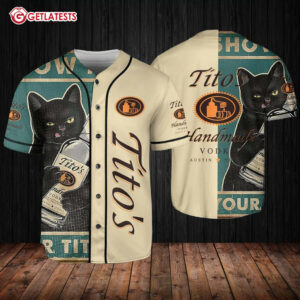 Black Cat Tito's Handmade Vodka Baseball Jersey