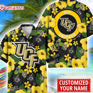 UCF Knights Flower Floral Pattern Custom Name Hawaiian Shirt