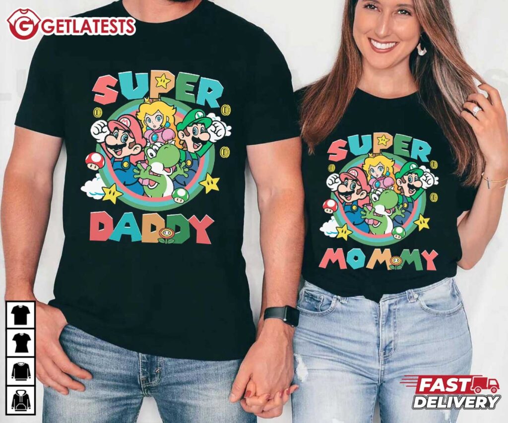 Super Mommy Super Daddy Mario Family Matching Shirt (1)