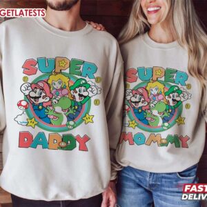 Super Mommy Super Daddy Mario Family Matching Shirt (2)