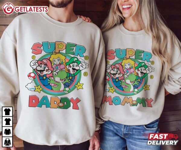 Super Mommy Super Daddy Mario Family Matching Shirt (2)