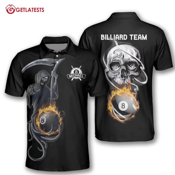 Gods of Death Billiard 8 Ball Custom Name Polo Shirt