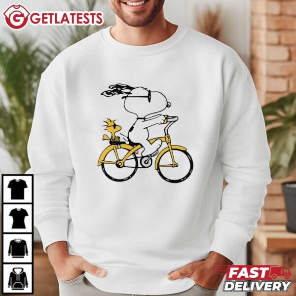 Snoopy and Woodstock Riding Bike Peanuts T Shirt (2)