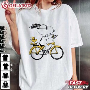 Snoopy and Woodstock Riding Bike Peanuts T Shirt (4)