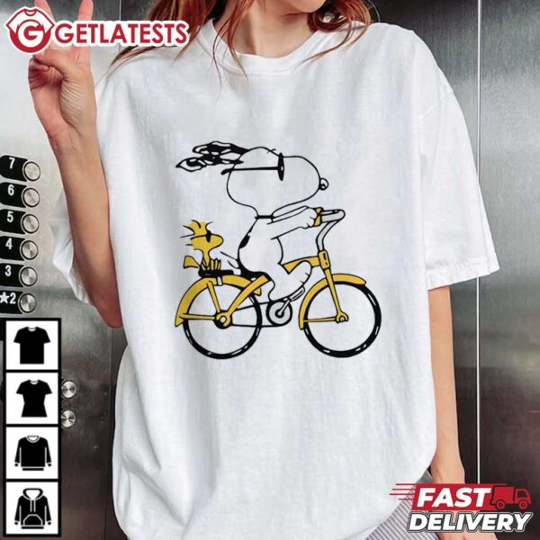 Snoopy and Woodstock Riding Bike Peanuts T Shirt (4)