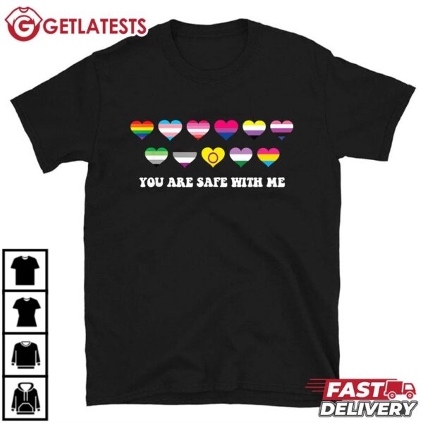 Proud Ally You Are Safe With Me Pride Month LGBTQ+ Gifts T Shirt (1)