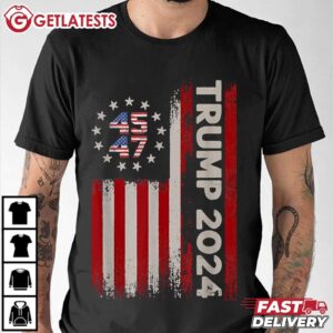Trump 2024 American Flag 45 47 President T Shirt (2)