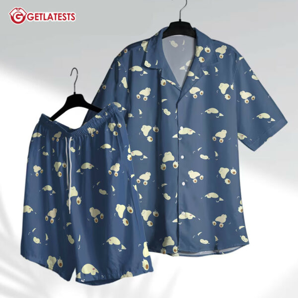 Pokemon Snorlax Cute Sleeping Blue Hawaiian Shirt (2)