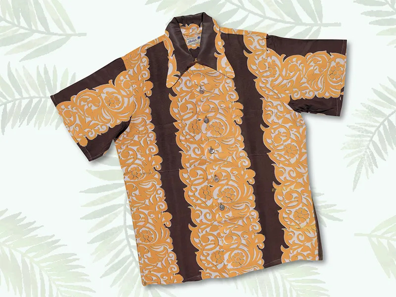 One of designer Ellery Chun's famous King Smith shirts, featuring a Tahitian print