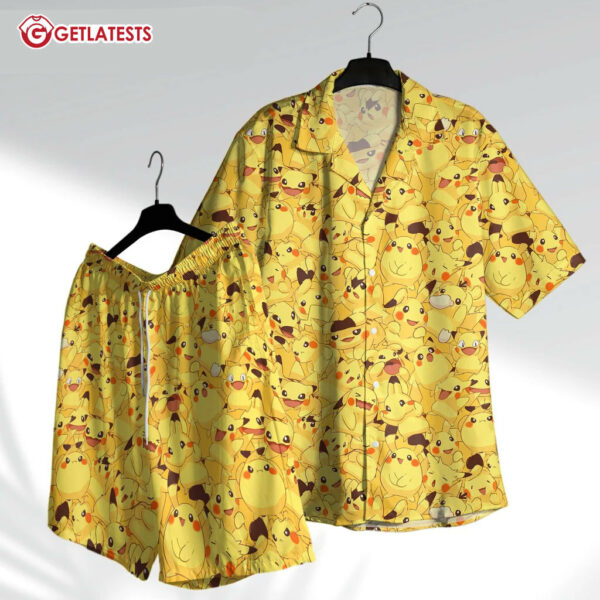 Pikachu Electric Type Emotion Funny Hawaiian Shirt And Shorts (2)