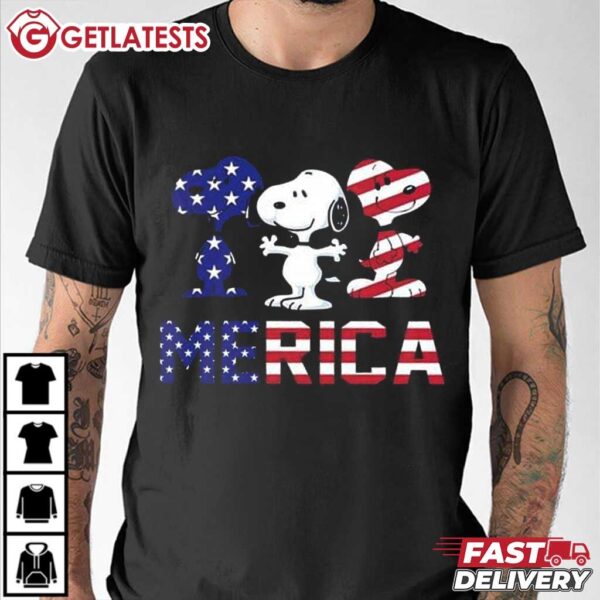 Snoopy Dog Flag America T Shirt (3)