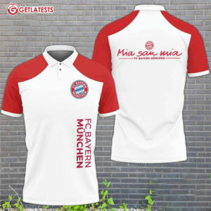 FC Bayern Muchen Red And White Color Polo Shirt
