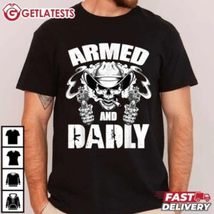 Armed And Dadly Cowboy Fathers Day T Shirt (2)