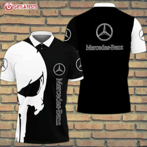 Mercedes Benz Logo Black And White Color Polo Shirt