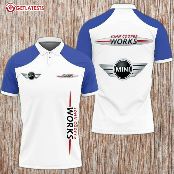 John Cooper Work Mini JCW White And Blue Color Polo Shirt