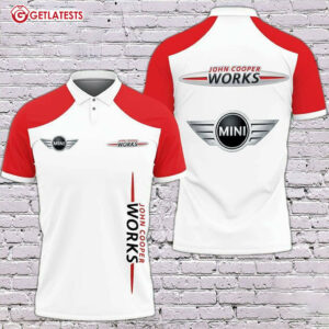 John Cooper Work Mini JCW Logo White And Red Color Polo Shirt
