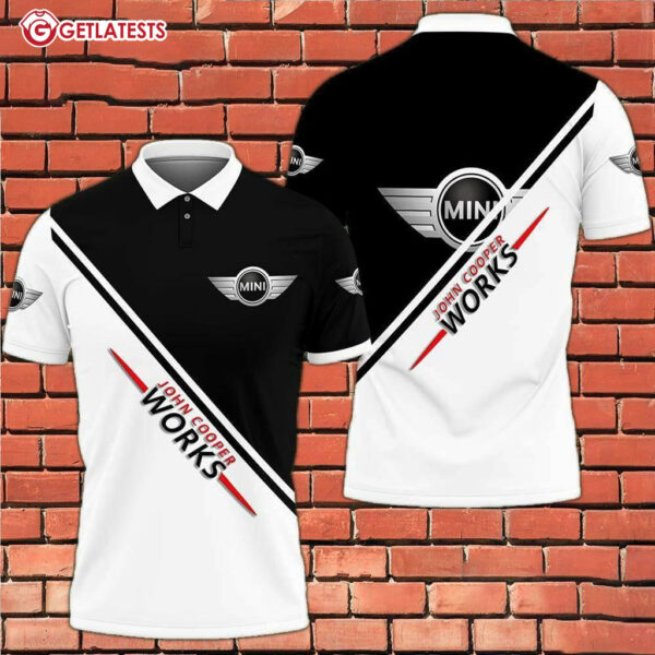 John Cooper Work Mini JCW Logo White And Black Color Polo Shirt