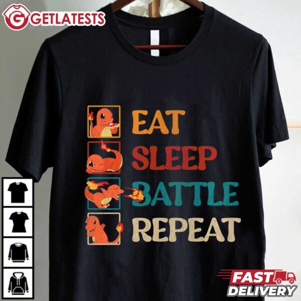 Charmander Eat Sleep Battle Repeat T Shirt (1)