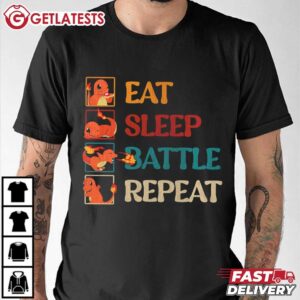 Charmander Eat Sleep Battle Repeat T Shirt (3)