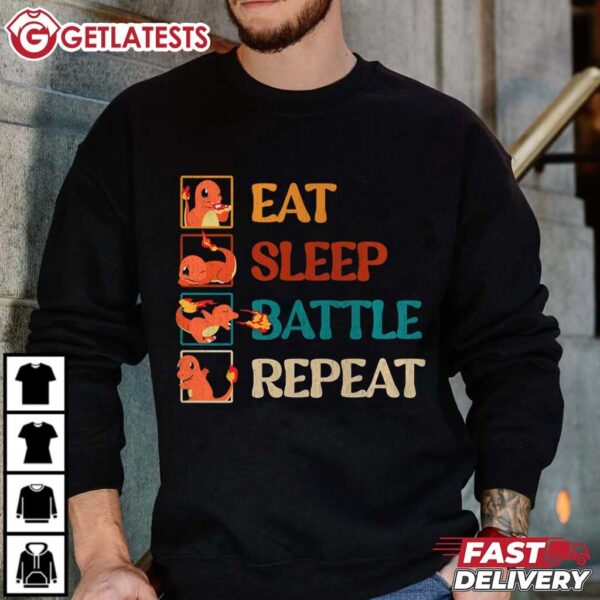 Charmander Eat Sleep Battle Repeat T Shirt (4)