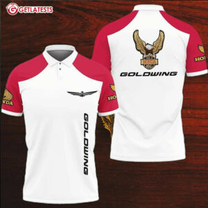 Honda Gold Wing Logo White And Red Color Polo Shirt