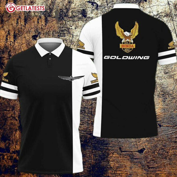 Honda Gold Wing Logo Black And White Color Polo Shirt