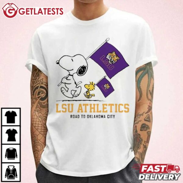 Snoopy and Woodstock LSU Athletics Road to Oklahoma T Shirt (2)