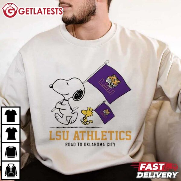 Snoopy and Woodstock LSU Athletics Road to Oklahoma T Shirt (4)