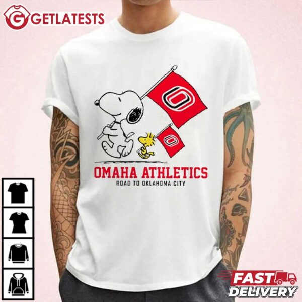 Snoopy Omaha Athletics Flag Road To Oklahoma City T Shirt (2)