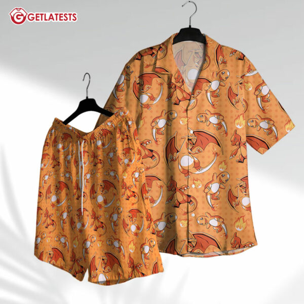 Charmander Evolution Fire Type Hawaiian Shirt and Shorts (1)