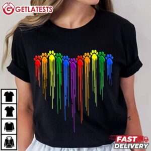 Pride Month Dog Paw LGBTQ Rainbow T Shirt (2)