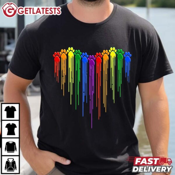 Pride Month Dog Paw LGBTQ Rainbow T Shirt (3)