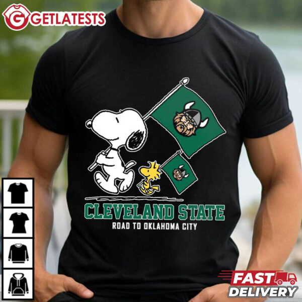 Snoopy Cleveland State Vikings Road To Oklahoma City Flag T Shirt (3)
