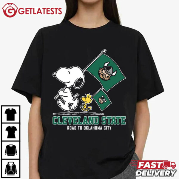 Snoopy Cleveland State Vikings Road To Oklahoma City Flag T Shirt (4)