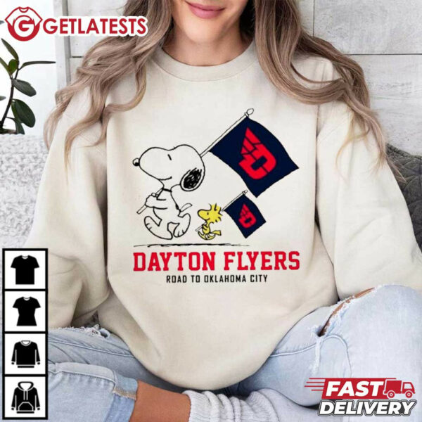 Snoopy Dayton Flyers Road To Oklahoma City Flag T Shirt (1)