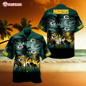 Green Bay Packers Coconut Sunset Green Hawaiian Shirt