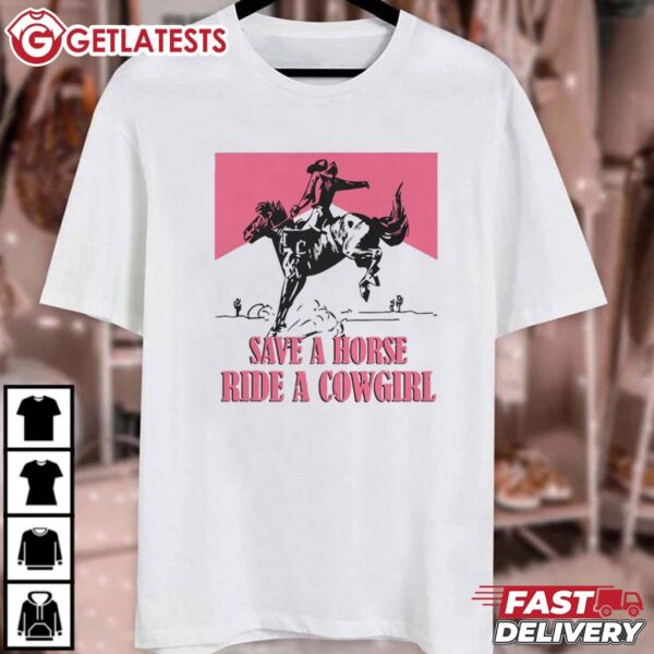 Save A Horse Ride A Cowgirl Lesbian Pride T Shirt (1)