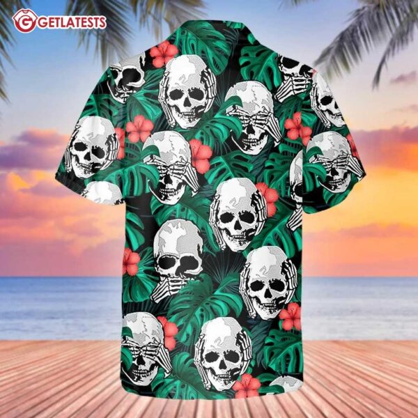 Hear No Evil See No Evil Speak No Evil Skull Hawaiian Shirt (2)