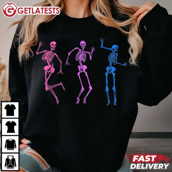 Subtle Bi Pride Dancing Skeleton LGBTQ+ T Shirt (4) Tee