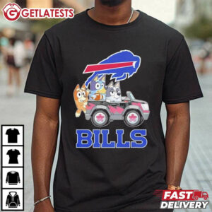 Bluey On Car Buffalo Bills Football T Shirt (2)