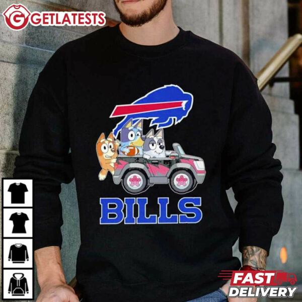 Bluey On Car Buffalo Bills Football T Shirt (3)
