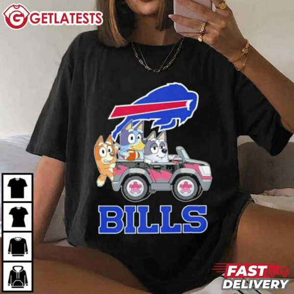 Bluey On Car Buffalo Bills Football T Shirt (4)