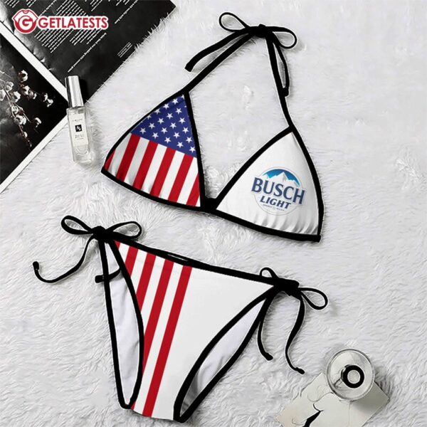 Busch Light USA Flag Fourth Of July Bikini Set Swimsuit Beach (1)