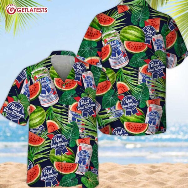 Summer Watermelon Pabst Blue Ribbon Hawaiian Shirt