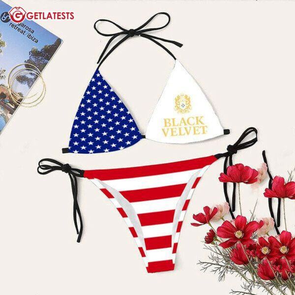 Black Velvet Whisky USA Flag 4th Of July Bikini Set