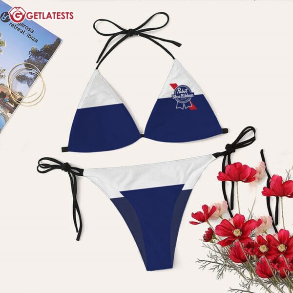 Pabst Blue Ribbon Triangle Bikini Set Swimsuit