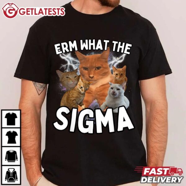 Funny Erm What The Sigma Cat Meme Brain Rot T Shirt (3)